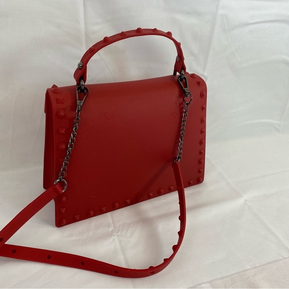 Red Silicone Studded Crossbody Bag - Picture 6 of 9